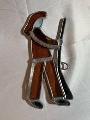 Vintage Handmade Stained Glass Hunter Rifle Western Suncatcher Wall Art