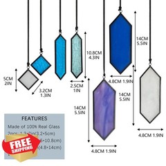 HDCRYSTALGIFTS Stained Glass Blue Purple 7pc