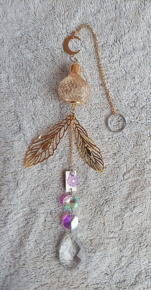 Suncatcher For Your Windows With Rainbow Prism Crystals And Mother Of Pearl