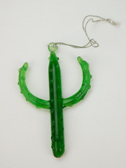 Blown Green Glass Cactus Southwest Christmas Ornament 3.75″ High