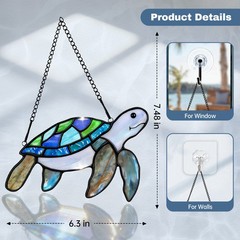 Painted glass window decoration – turtle catcher outdoor pendant for courtyard