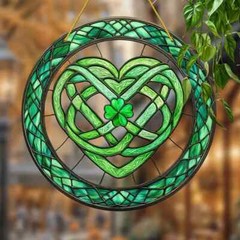 St Patrick’s Day Celtic Knot and Four-Leaf Clover Sun Catcher