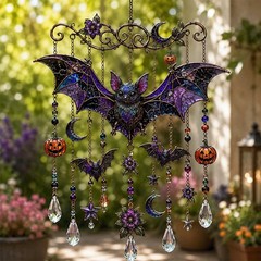 New Halloween Suncatcher Wind Black Cat Ghost Sunshine Catcher Wind Chime