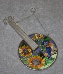 #5218 BLUEGRASS BANJO HAND PAINTED HANGING GLASS DECOR 9.5″ X 5.25″