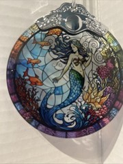 Beautiful Mermaid Sea – Ocean Colored Glass Window Hanging Ornament Sun Catcher.