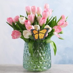 Colorful Stained Glass Butterfly Suncatcher for Indoor Outdoor Plant Pots