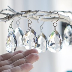 Chandelier Crystal Prisms 10pcs 38mm Clear Teardrops with Hook Hanging Crystals