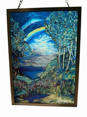 Louis Comfort Tiffany Double Rainbow Iris Stained Glass Suncatcher Glassmasters