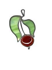 Cherry Leaded Framed Stained Glass Window Suncatcher Fruit Home Vintage
