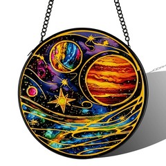 Stained Glass Sun Catcher Planet Decor for Windows Unique Gardening Gifts