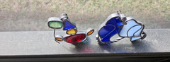 Dove Sun Catcher Cobalt Blue and Glass Clown with Balloon Figurine Small – 2/set