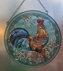 Sun Catcher Rooster Chicken Country Farm Circle 6.5”