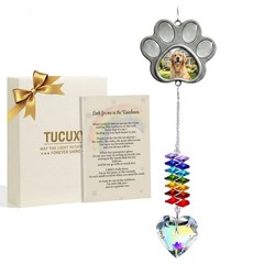 Pet Memorial Crystal Suncatcher with Paw Photo Frame Sympathy Gifts for Dog