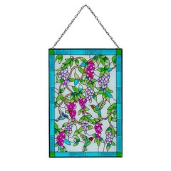 Hummingbird Stained Glass Window Hanging, Window Suncatchers with Chain, Bird…