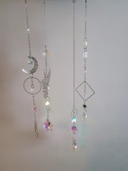 Handmade Metal Glass Suncatchers Butterfly Bird Moon Multicolor Bohemian