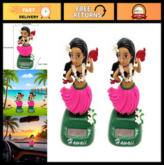 2Pcs Pink Hawaii Solar Dancing Bobblehead – Cute Dashboard Decor, Car & Home Gif