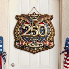 Wooden Sign with Rope USA Patriotic Heritage Americana Decor