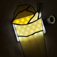 VINTAGE Set of 3 Stained Glass Suncatchers Ice Cream Cone Float Banana Split (1)