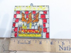 Christmas Stained Glass Ornaments Suncatchers Vintage Lot Of 5 D80