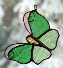 Red Love Heart Romantic Suncatcher Handmade by Lorraine Stained Glass Artist