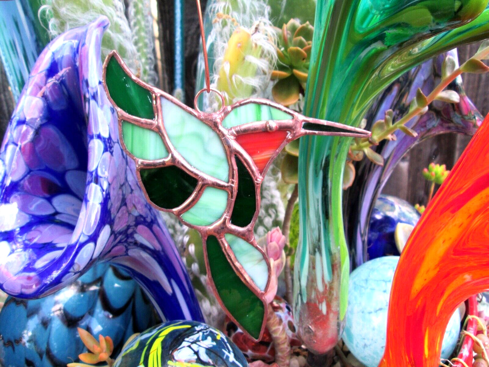 Stained Glass Hummingbird Garden Suncatcher Ornament Great Gift!