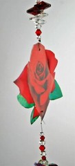 Red Rose Crystal Suncatcher gift, valentines rainbow prism hanging suncatchers,