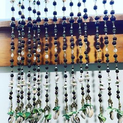 Gold, Green And Shell Handmade Beaded Curtain