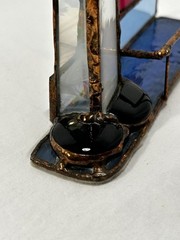 VTG Stained Glass Lighthouse Window Sun Catcher business Card Holder