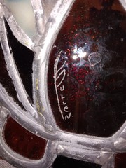 Vintage Signed CULLEN Stained Glass Owl Suncatcher Leaded Window Art 11” 70s MCM