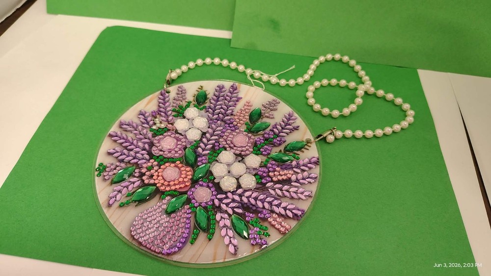 Diamond art sun catcher purple flowers