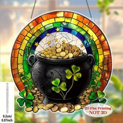 Colorful Acrylic Suncatcher Rainbow Pot of Gold St. Patrick’s Day Window Hanging