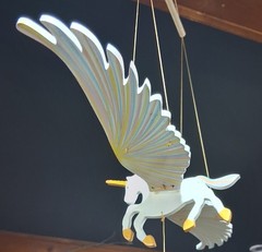 Hand Crafted Wooden Golden Unicorn Mobile