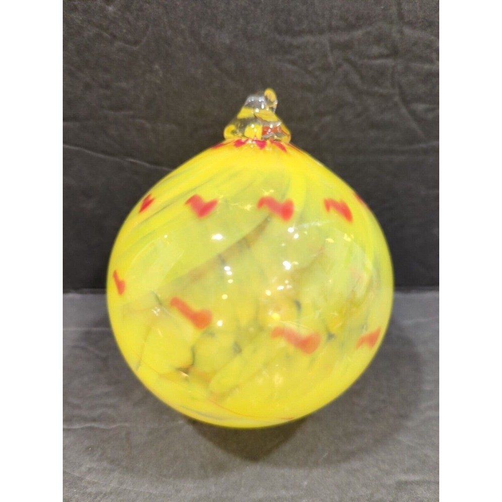 Vintage Large Multi Color Handblown Sphere Suncatcher, Yellow Spere Suncatcher,
