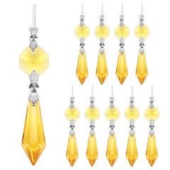 20-Pack Crystals Prisms Glass Tip Bead, 75mm Pendant Hanging [Golden Yellow]