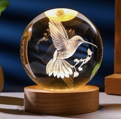 3D Hummingbird Crystal Ball/ Hummingbird Figurine Glass Decor-paperweight