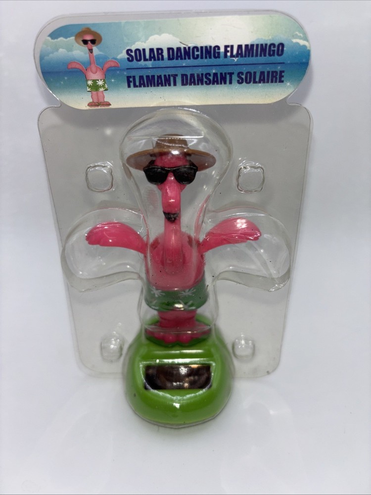 Solar Powered Dancing Toy Bobble Head Dancing Flamingo; NOS