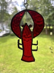 Lobster Stained Glass Suncatcher 5.25” Tall by 3” wide Vintage