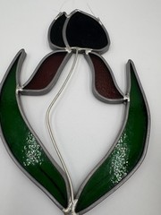 Stained Glass Tulip Suncatcher Red Green6.5” Springtime Flower