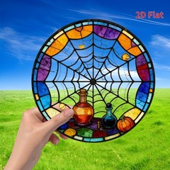 Halloween Spider Web Potion Pumpkin Acrylic Suncatcher Holiday Window Decoration