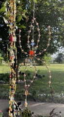 Glass, Pearl Crystal Spider Suncatcher Hanging Garden,Window Decor Ivory