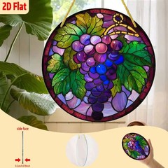 Vintage Grapevine Wine Acrylic Suncatcher Round Style Rustic Home Decor Gift