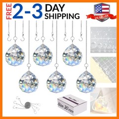 6 Pcs 30mm Clear Crystal Ball Prism Sun Shine Catcher Rainbow Pendants Maker,…