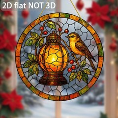 2D Flat Acrylic Panel Sun Catcher Lanterns Birds Window Hanging for Living Room