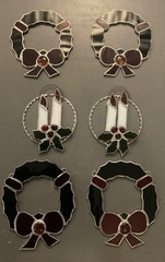 Vintage HANDCRAFTED Stained Glass Christmas Suncatcher ORNAMENTS 6” Tall