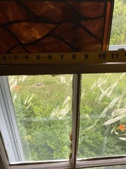 Unique Hand Made Stained / Leaded Glass Window Panel 18.5×10 Plant? Coffee?