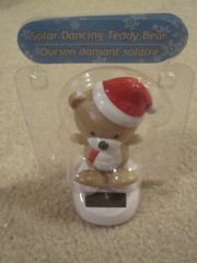 Solar dancing Bear Santa hat suncatcher new in package Christmas Holiday