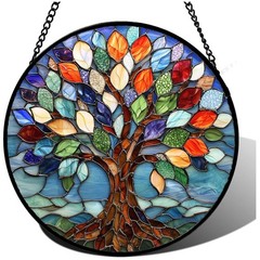 Tree of Life Stained Glass Suncatcher 14.9×14.9 In