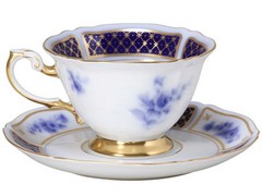 Okura Touen The Okura Blue Imperial Cup & Saucer Brand Western tabl From Japan
