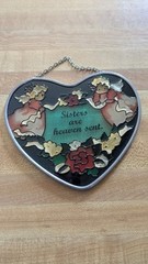 Vintage Heart Shaped Joan Baker Design Suncather “Sister Are Heaven Sent”