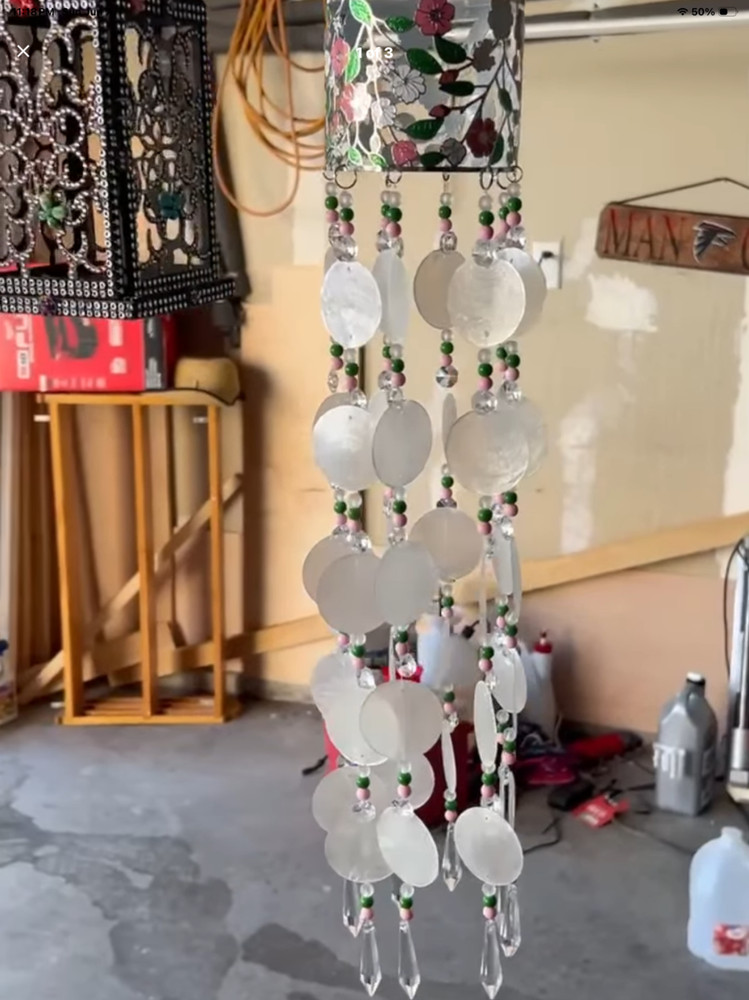 Wind chime with shells and crystals